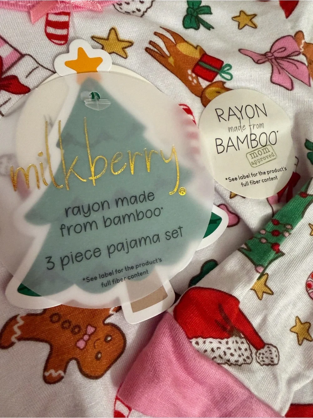 Milkberry Girls Bamboo Holiday Gingerbread Pajama Set